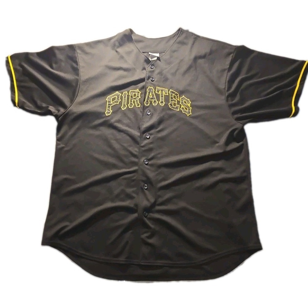 Pittsburgh Pirates MLB Baseball Jersey Mens 2XL Black Button Up Stitched 26x34.5